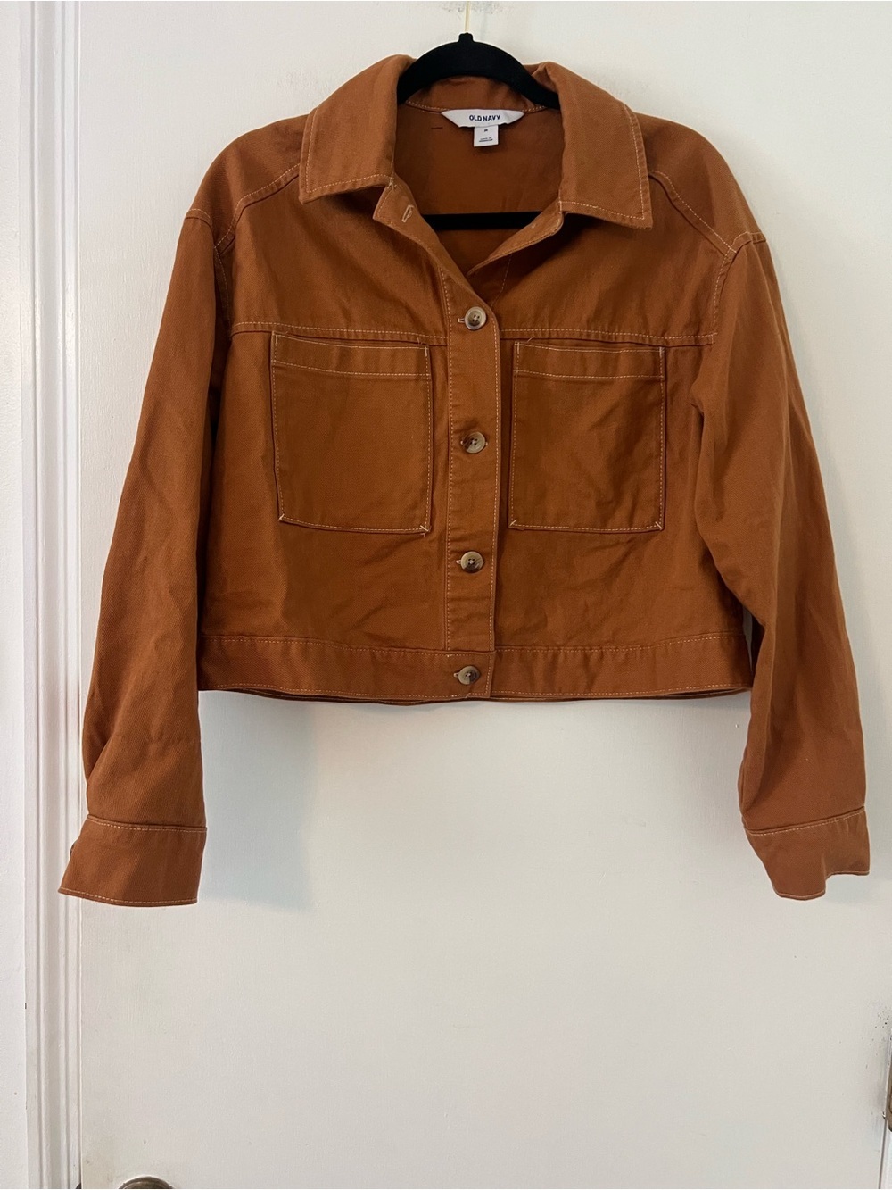 Old Navy Rust Brown Cropped Button-Front Jean Jacket size M (A236)